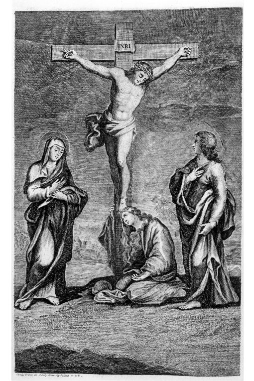 crocifissione di Cristo (stampa) di Grandi Carlo (sec. XVIII)