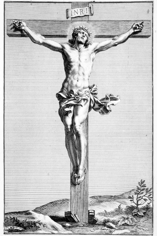 crocifissione di Cristo (stampa) di Algardi Alessandro (seconda metà sec. XVII)