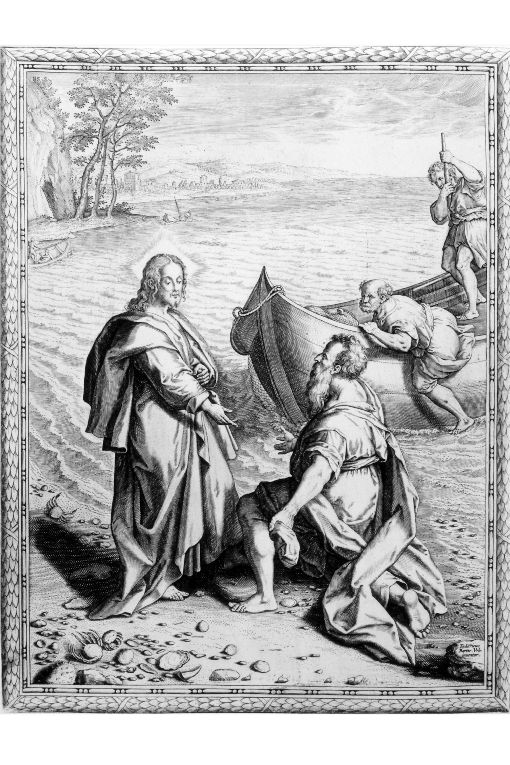 Cristo chiama San Pietro apostolo (stampa) di Fiori Federico detto Barocci (sec. XVII)