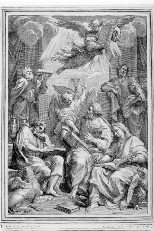 quattro evangelisti (stampa) di Frezza Giovanni Gerolamo, Maratta Carlo (sec. XVIII)