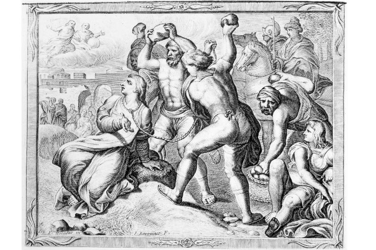martirio di santo Stefano (stampa) di Baron Jean, Lorrain Nicolas François (sec. XVII)