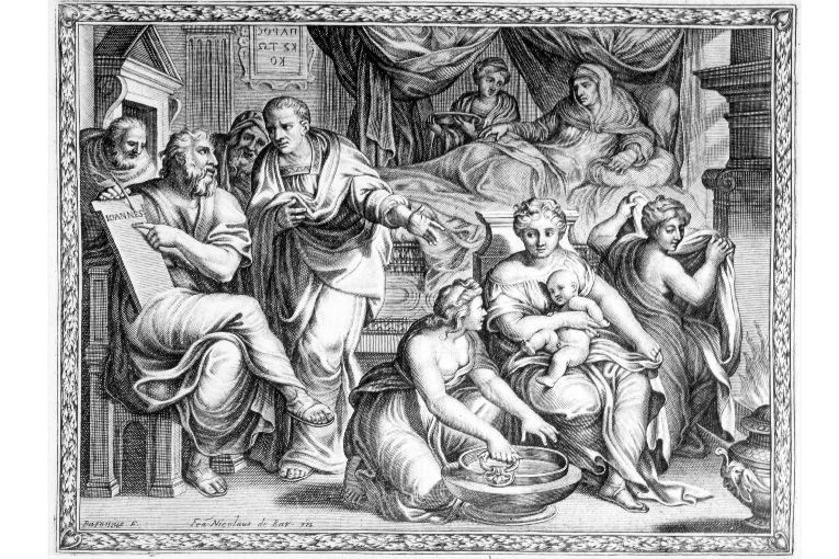 nascita di San Giovanni Battista (stampa) di Baron Jean, Lorrain Nicolas François (sec. XVII)