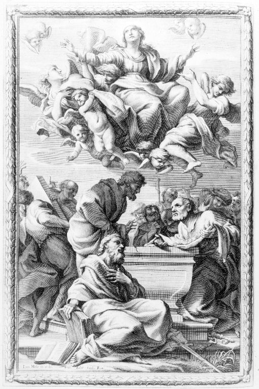 assunzione della Madonna (stampa) di Vallet Guillaume, Miel Jan (sec. XVIII)