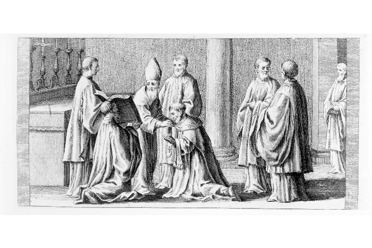 Imposizione del pallio (stampa) di Rossi Andrea (sec. XVIII)