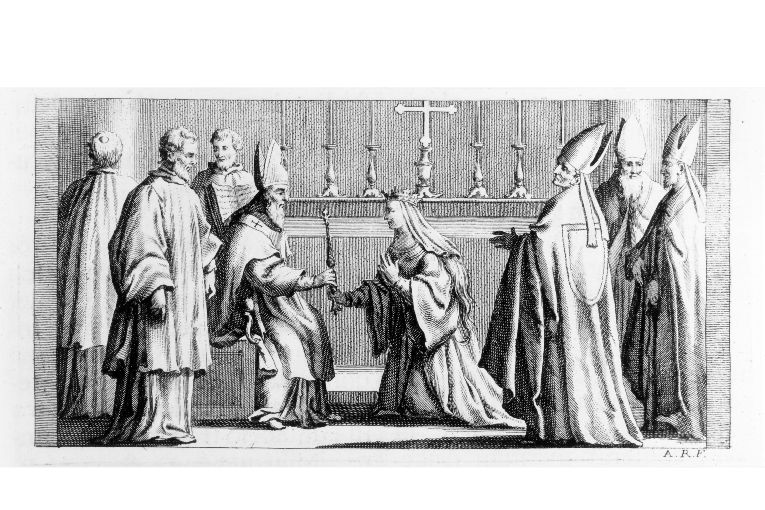 Incoronazione della regina: consegna dello scettro (stampa) di Rossi Andrea (sec. XVIII)