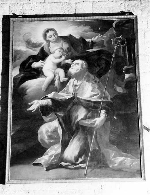 Madonna con Bambino e san Nicola di Bari (dipinto) di Miglionico Andrea (sec. XVIII)