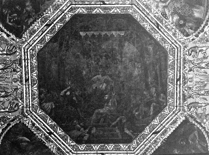 Concilio di Nicea, Imperatore Costantino, vescovi, san Nicola di Bari (dipinto) di Rosa Carlo (sec. XVII)