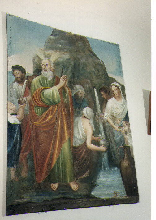 Mosè fa scaturire l'acqua dalla roccia (dipinto) - ambito salentino (fine sec. XIX)