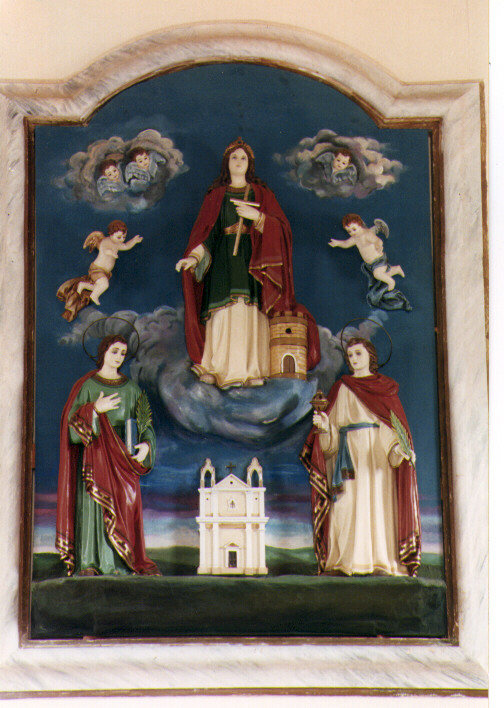 Santa Barbara e Santissimi Medici (rilievo) - ambito salentino (primo quarto sec. XX)