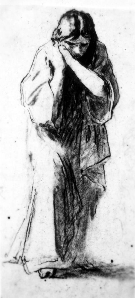 studio di figura (disegno preparatorio) di De Napoli Michele (attribuito) (sec. XIX)