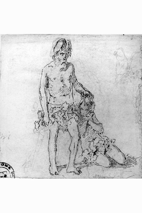 R/ studio di Adamo ed Eva; V/ studio di due figure (disegno preparatorio) di De Napoli Michele (attribuito) (metà sec. XIX)