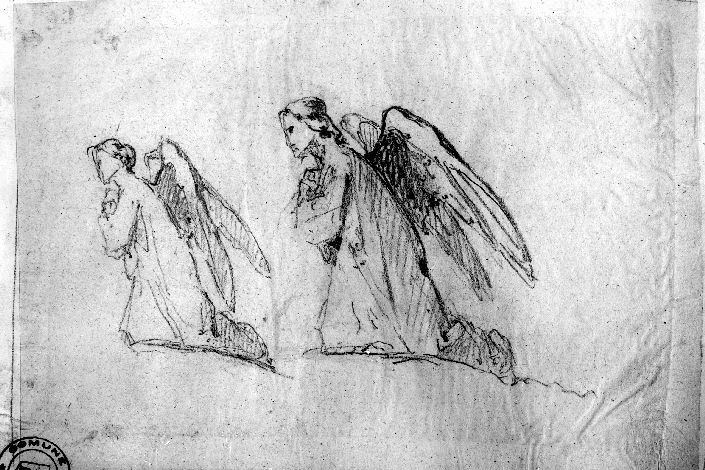studio di angelo (disegno preparatorio) di De Napoli Michele (attribuito) (sec. XIX)