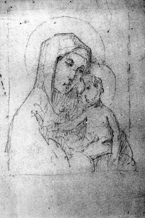 studio di Madonna con Bambino (disegno preparatorio) di De Napoli Michele (attribuito) (sec. XIX)