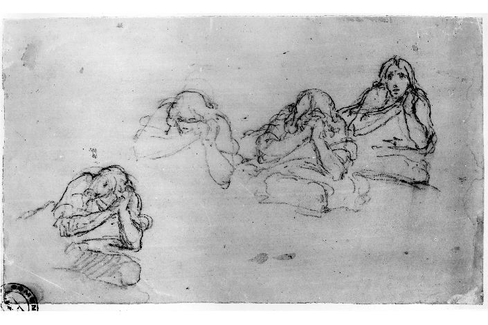 studio di figure (disegno preparatorio) di De Napoli Michele (attribuito) (sec. XIX)