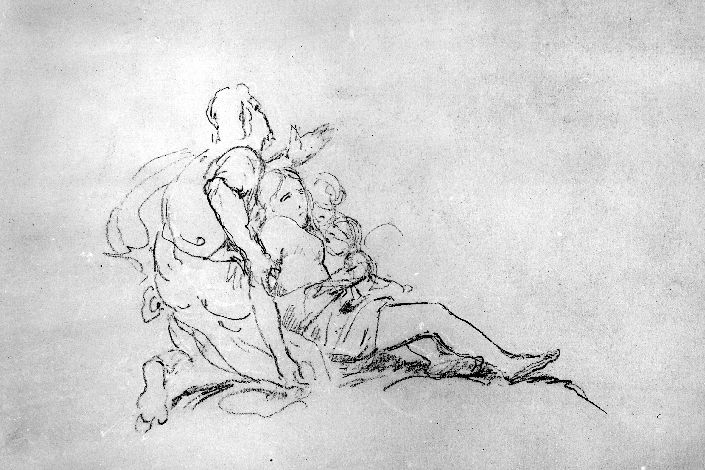 studio di composizione di figure (disegno preparatorio) di De Napoli Michele (attribuito) (sec. XIX)