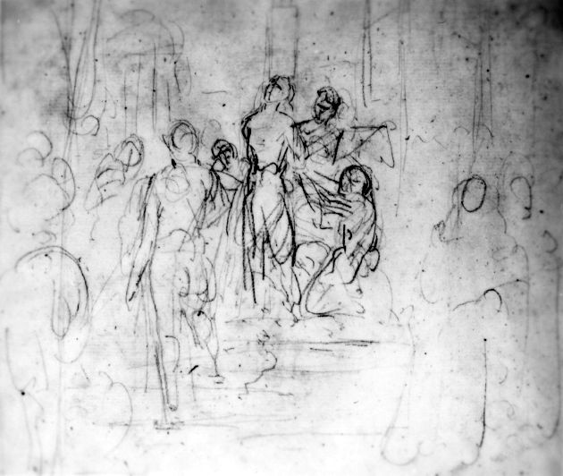 studio di composizione di figure (disegno preparatorio) di De Napoli Michele (attribuito) (sec. XIX)