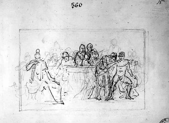 studio di composizione di figure (disegno) di De Napoli Michele (attribuito) (sec. XIX)