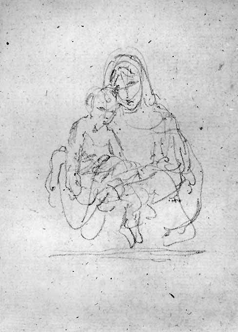 studio di Madonna con Bambino (disegno) di De Napoli Michele (attribuito) (sec. XIX)