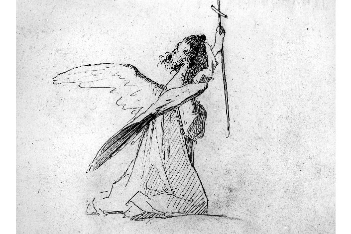 studio di angelo (disegno preparatorio) di De Napoli Michele (attribuito) (sec. XIX)