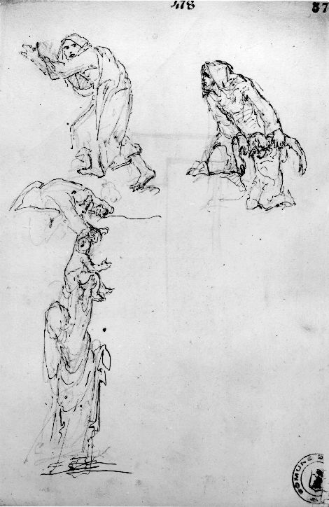 studio di figure (disegno) di De Napoli Michele (attribuito) (sec. XIX)