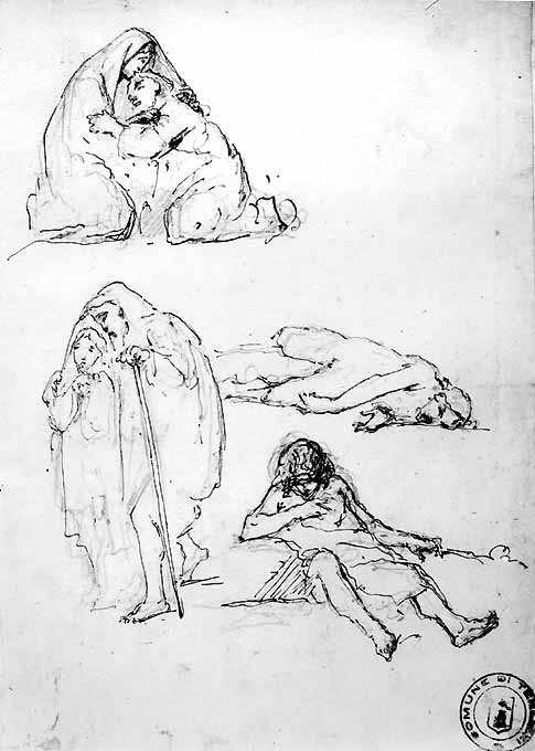 studio di figure (disegno) di De Napoli Michele (attribuito) (sec. XIX)