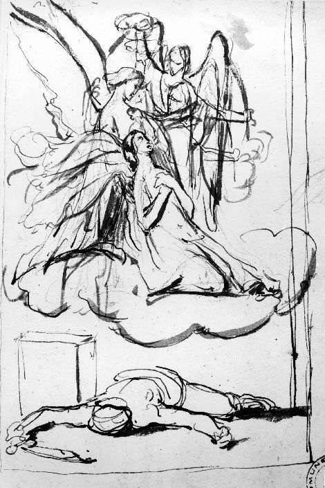 studio di martirio di Santa (disegno) di De Napoli Michele (attribuito) (sec. XIX)