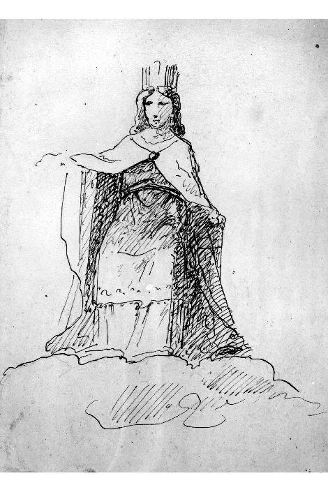 studio di figura (disegno preparatorio) di De Napoli Michele (attribuito) (sec. XIX)