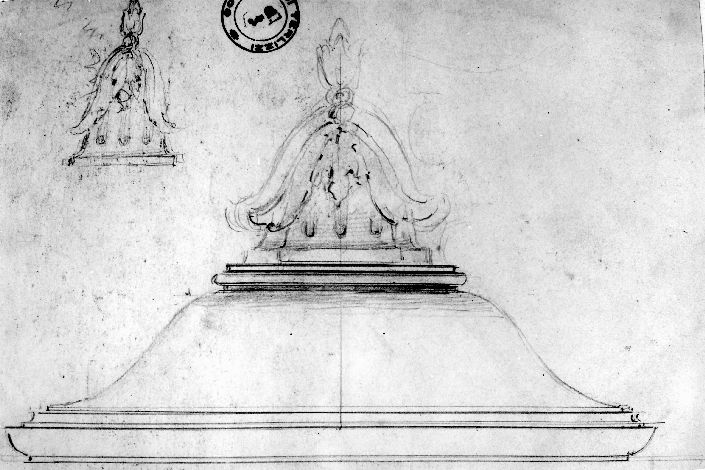R/ studio di scena di uccisione; V/ studio di piccola cupola (disegno preparatorio) di De Napoli Michele (attribuito) (sec. XIX)