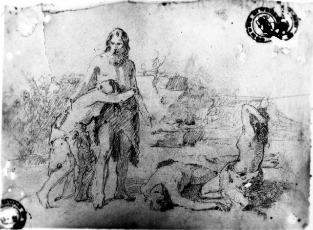 studio di figure (disegno preparatorio) di De Napoli Michele (attribuito) (sec. XIX)