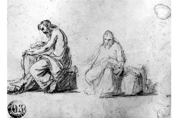 studio di due figure (disegno) di De Napoli Michele (attribuito) (sec. XIX)