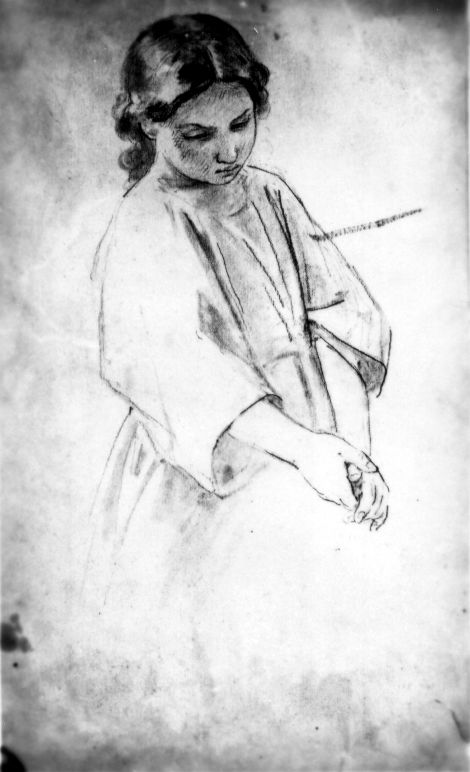 studio di figura femminile (disegno) di De Napoli Michele (attribuito) (metà sec. XIX)