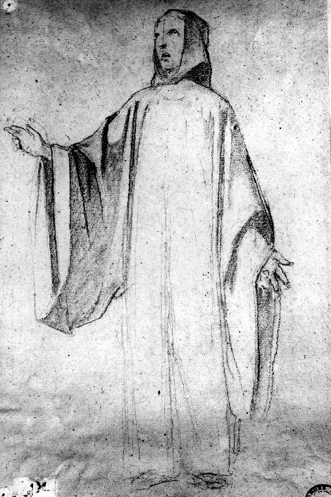 studio di ecclesiastico (disegno preparatorio) di De Napoli Michele (attribuito) (sec. XIX)