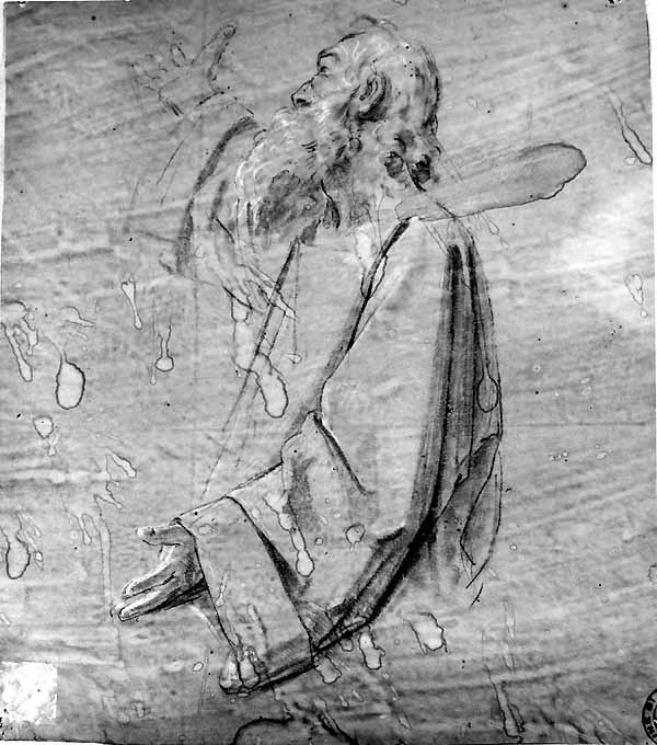 studio di figura maschile (disegno preparatorio) di De Napoli Michele (attribuito) (sec. XIX)
