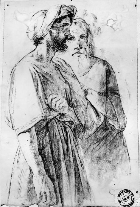 studio di due figure maschili (disegno) di De Napoli Michele (attribuito) (metà sec. XIX)