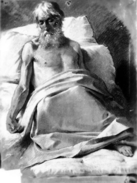 studio di Morte di San Girolamo (disegno preparatorio) di De Napoli Michele (attribuito) (sec. XIX)