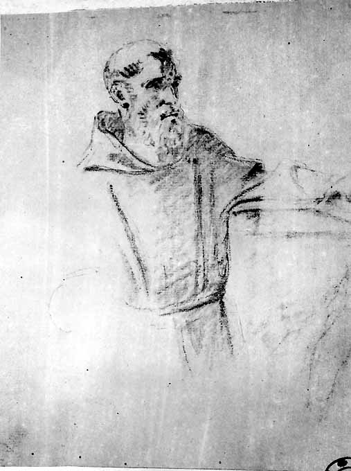 studio di frate francescano (disegno preparatorio) di De Napoli Michele (attribuito) (sec. XIX)