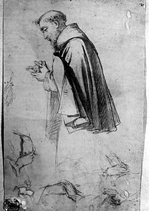 studio di frate francescano (disegno preparatorio) di De Napoli Michele (attribuito) (sec. XIX)