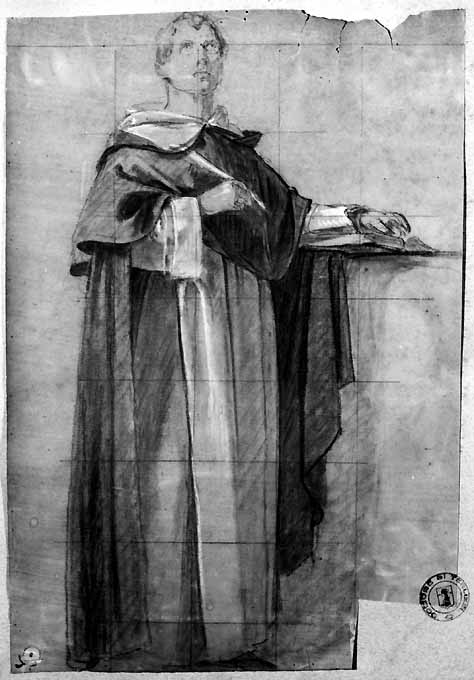 studio di ecclesiastico (disegno preparatorio) di De Napoli Michele (attribuito) (sec. XIX)