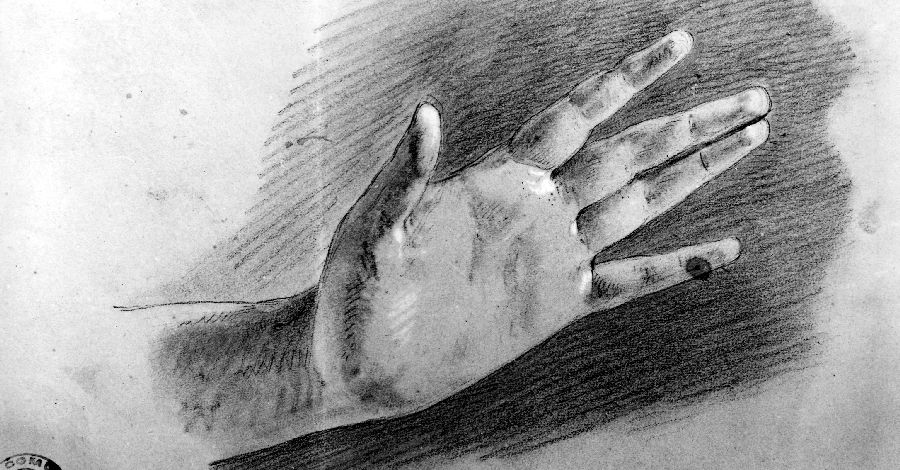 studio di mano sinistra (disegno) di De Napoli Michele (attribuito) (sec. XIX)