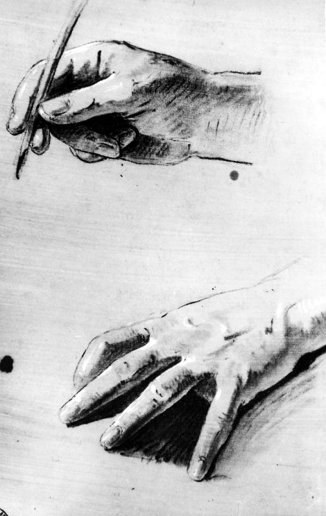 studio di mani con penna (disegno preparatorio) di De Napoli Michele (attribuito) (sec. XIX)