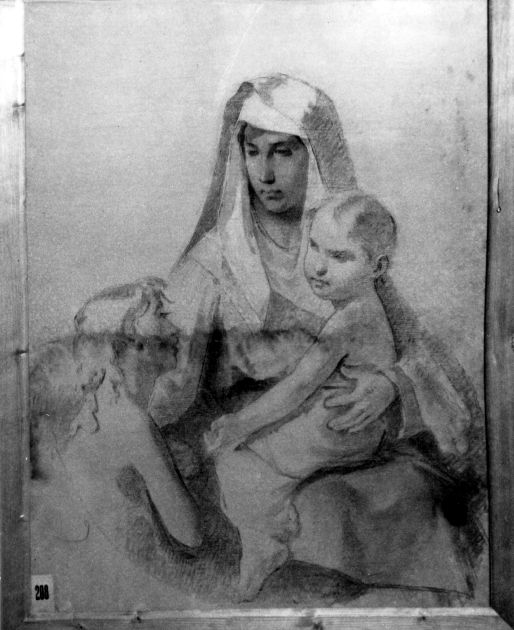 studio per Madonna del Buon Consiglio (disegno preparatorio) di De Napoli Michele (attribuito) (sec. XIX)