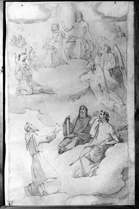 studio per San Francesco d'Assisi in Paradiso (disegno preparatorio) di De Napoli Michele (attribuito) (sec. XIX)