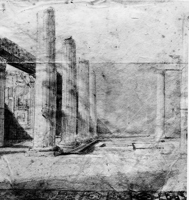 interno di casa romana (disegno) di Netti Francesco (seconda metà sec. XIX)