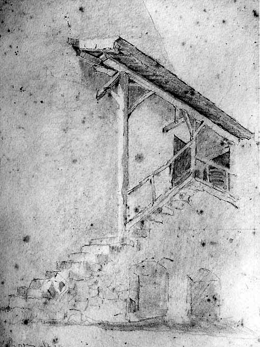scala di casa di campagna (disegno) di Netti Francesco (sec. XIX)