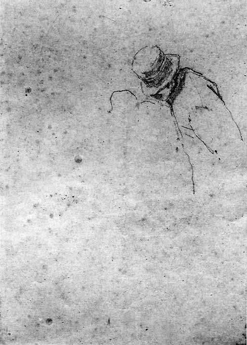 uomo con cappello (disegno) di Netti Francesco (sec. XIX)