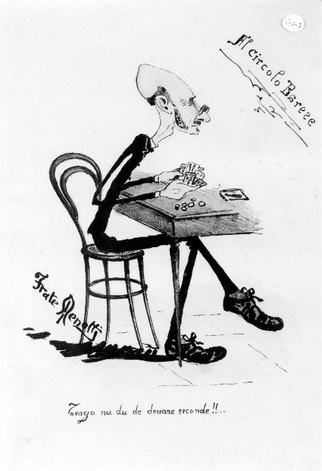 Scena satirica al Circolo Barese (disegno, opera isolata) di Menotti Bianchi detto Frate Menotti (secc. XIX/ XX)
