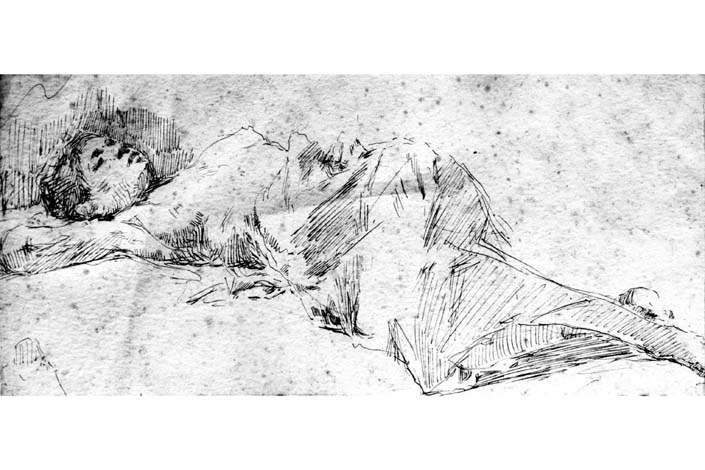 Donna in siesta (disegno) di Netti Francesco (seconda metà sec. XIX)