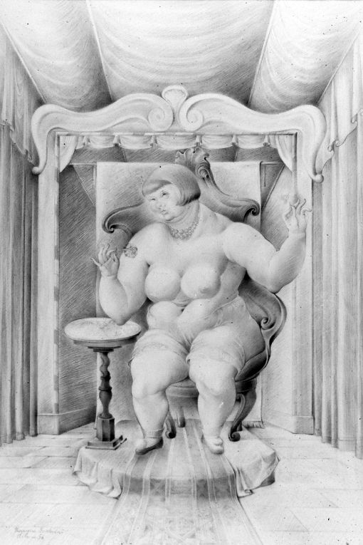 La donna del circo equestre (disegno) di Barbieri Francesco (sec. XX)