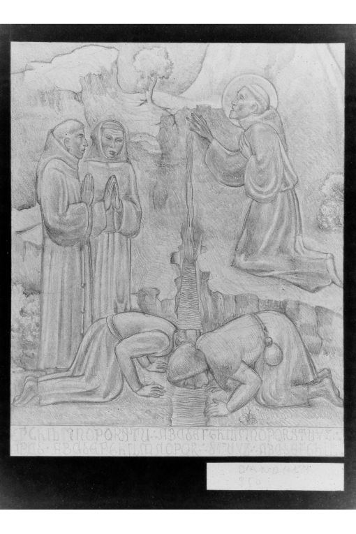 San Francesco e il miracolo dell'acqua (disegno) di D'Andrea Antonio (sec. XX)