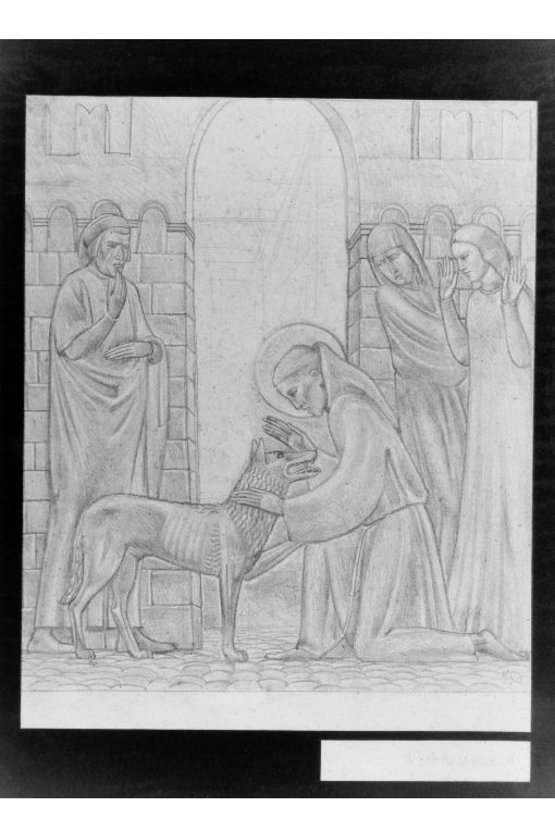 San Francesco e il lupo (disegno) di D'Andrea Antonio (sec. XX)